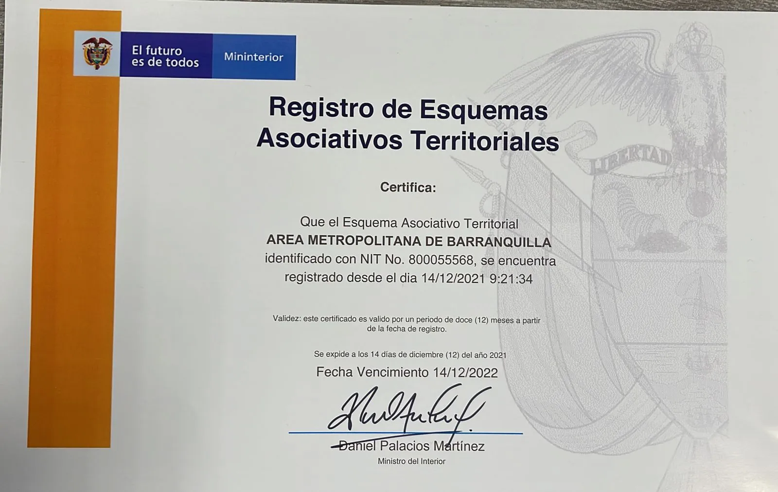 AMB recibe registro del Gobierno Nacional que le permite acceder a recursos del Sistema General de Regalías